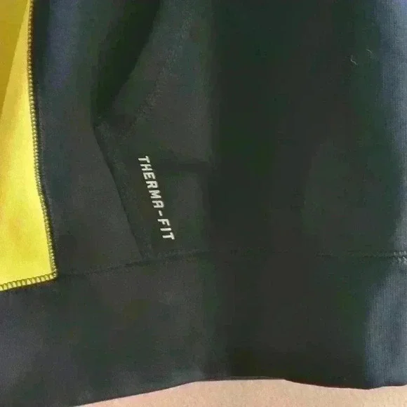 Nike Mens Medium Therma Fit Knockout Hoodie Sweatshirt Dark Blue /Neon Yellow - Picture 4 of 11